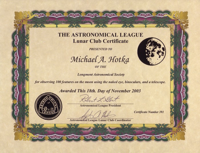 Picture of Lunar Certificate